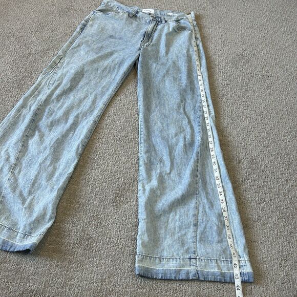 Frame Jeans Women’s 28 Le Baggy Palazzo Light Blue Wash Raw Hem Wide Leg Boho - Picture 13 of 14